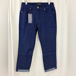 Measure & Made Dark Rinse Wash Rolled Crop Hourglass Mid Rise Jean   Size 10 NWT